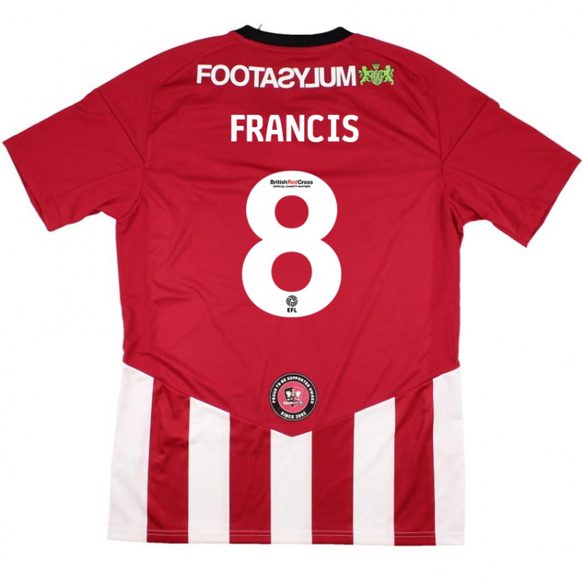 Niño Camiseta Ed Francis #8 Rojo Blanco 1ª Equipación 2024/25 La Camisa Chile