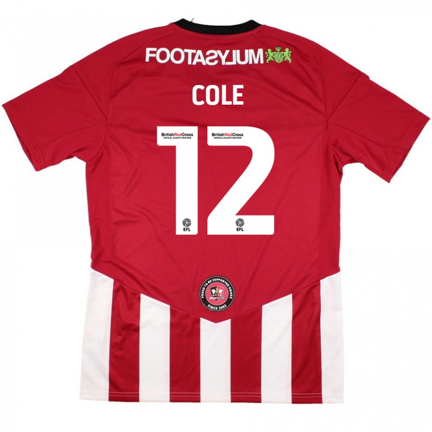 Niño Camiseta Reece Cole #12 Rojo Blanco 1ª Equipación 2024/25 La Camisa Chile