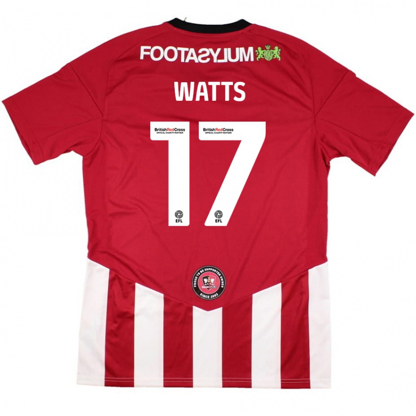 Niño Camiseta Caleb Watts #17 Rojo Blanco 1ª Equipación 2024/25 La Camisa Chile