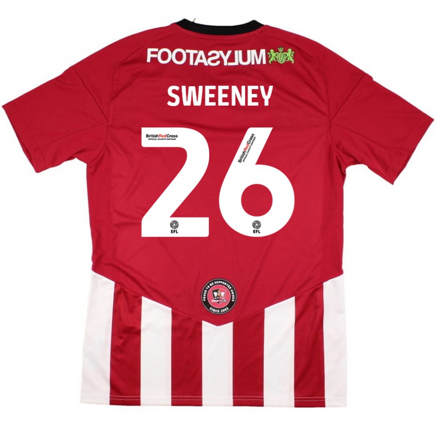 Niño Camiseta Pierce Sweeney #26 Rojo Blanco 1ª Equipación 2024/25 La Camisa Chile