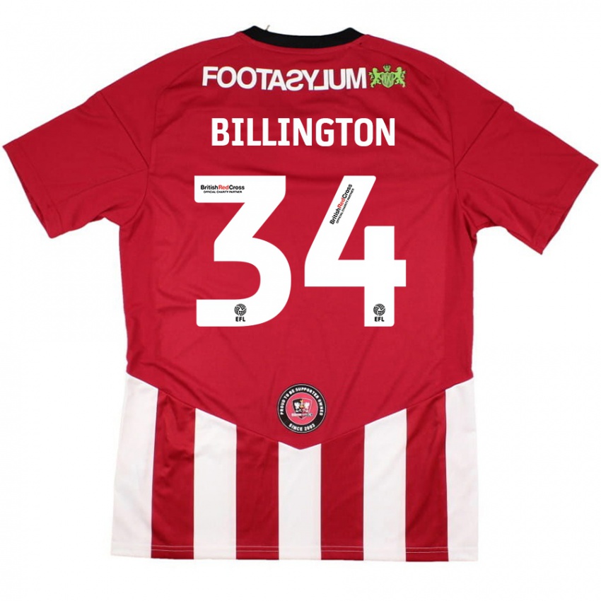 Niño Camiseta Gabe Billington #34 Rojo Blanco 1ª Equipación 2024/25 La Camisa Chile