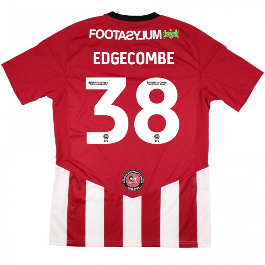 Niño Camiseta Max Edgecombe #38 Rojo Blanco 1ª Equipación 2024/25 La Camisa Chile