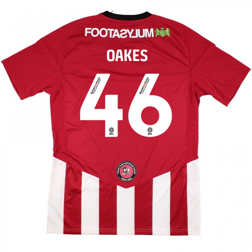 Niño Camiseta Liam Oakes #46 Rojo Blanco 1ª Equipación 2024/25 La Camisa Chile