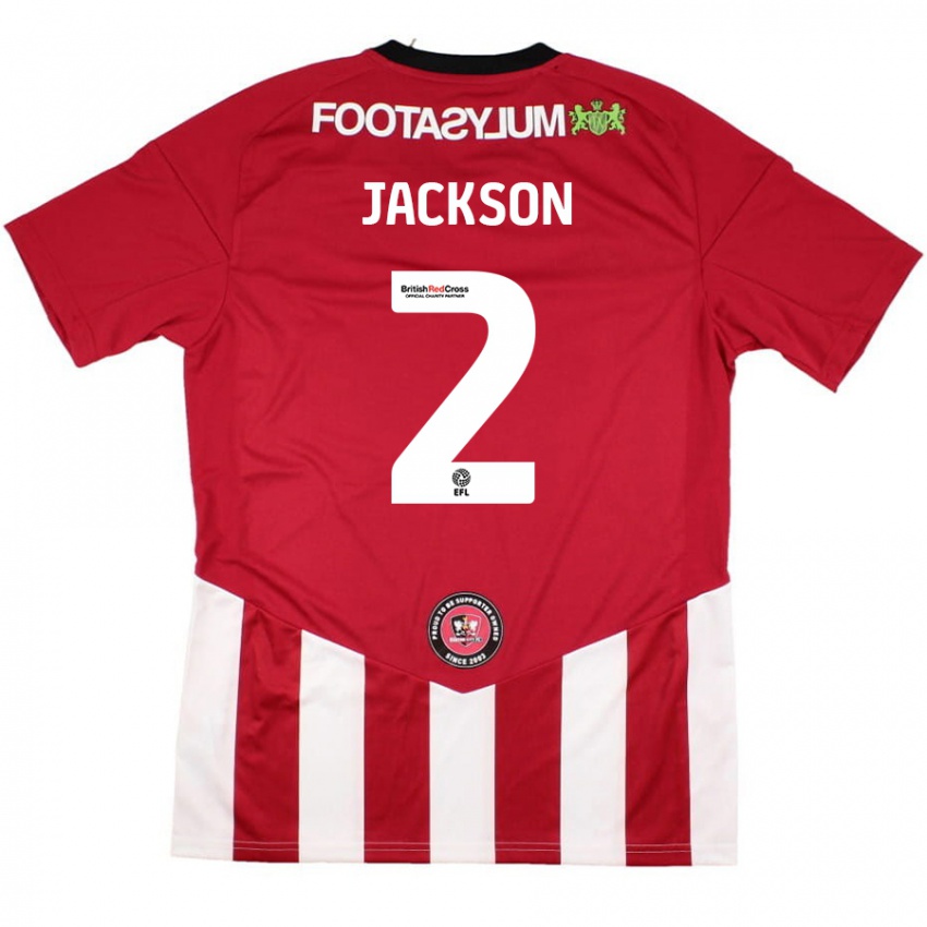 Niño Camiseta Bow Jackson #2 Rojo Blanco 1ª Equipación 2024/25 La Camisa Chile