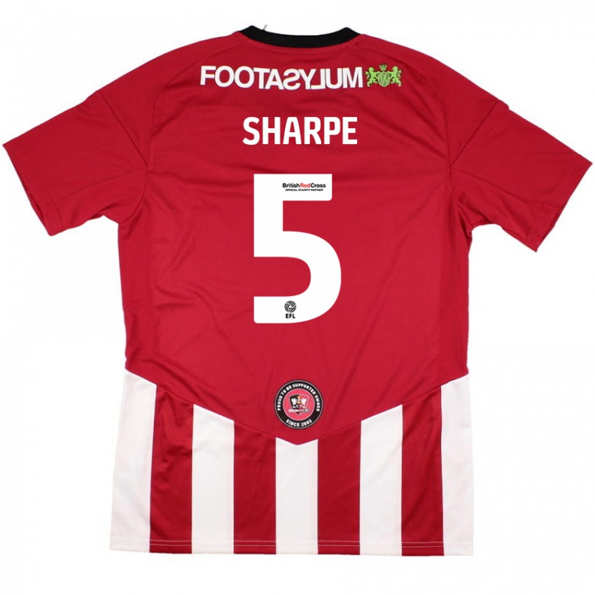 Niño Camiseta Manfy Sharpe #5 Rojo Blanco 1ª Equipación 2024/25 La Camisa Chile