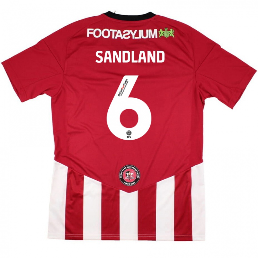 Niño Camiseta Jess Sandland #6 Rojo Blanco 1ª Equipación 2024/25 La Camisa Chile