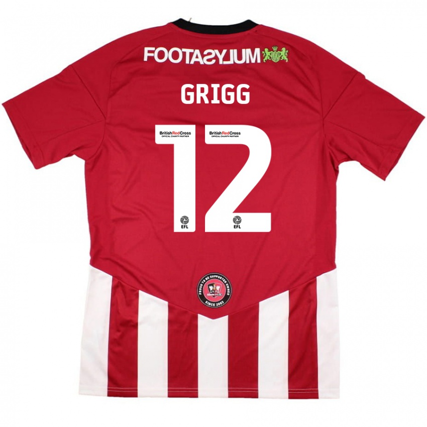 Niño Camiseta Katie Grigg #12 Rojo Blanco 1ª Equipación 2024/25 La Camisa Chile