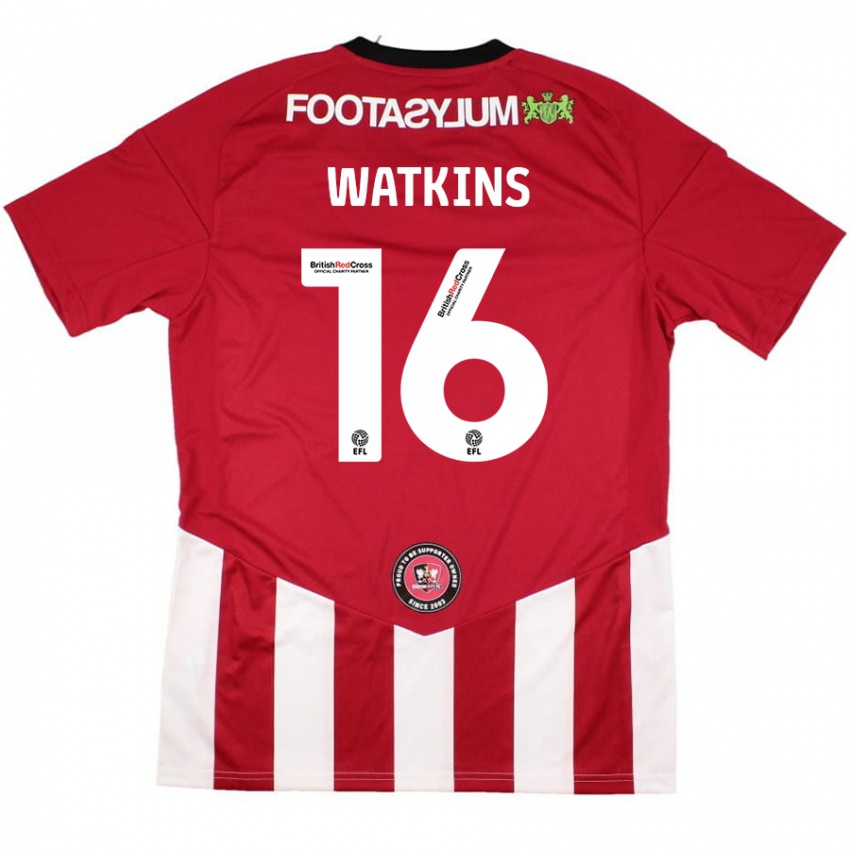 Niño Camiseta Zoe Watkins #16 Rojo Blanco 1ª Equipación 2024/25 La Camisa Chile