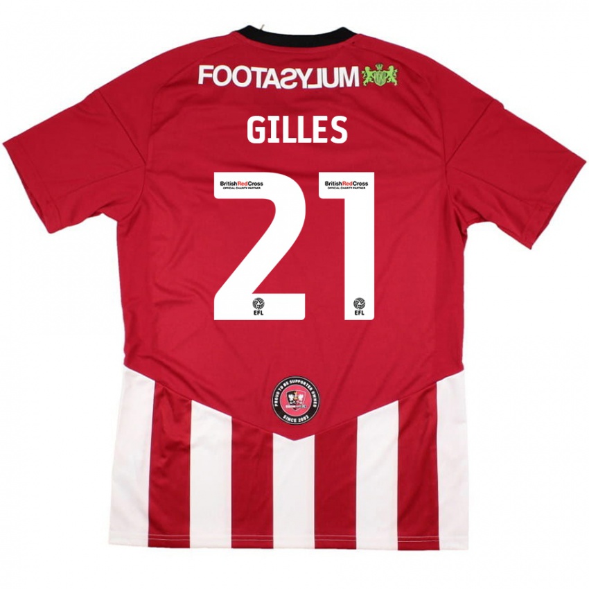 Niño Camiseta Sophie Gilles #21 Rojo Blanco 1ª Equipación 2024/25 La Camisa Chile