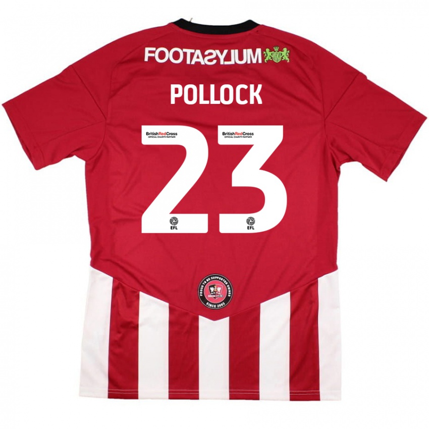 Niño Camiseta Amber Pollock #23 Rojo Blanco 1ª Equipación 2024/25 La Camisa Chile