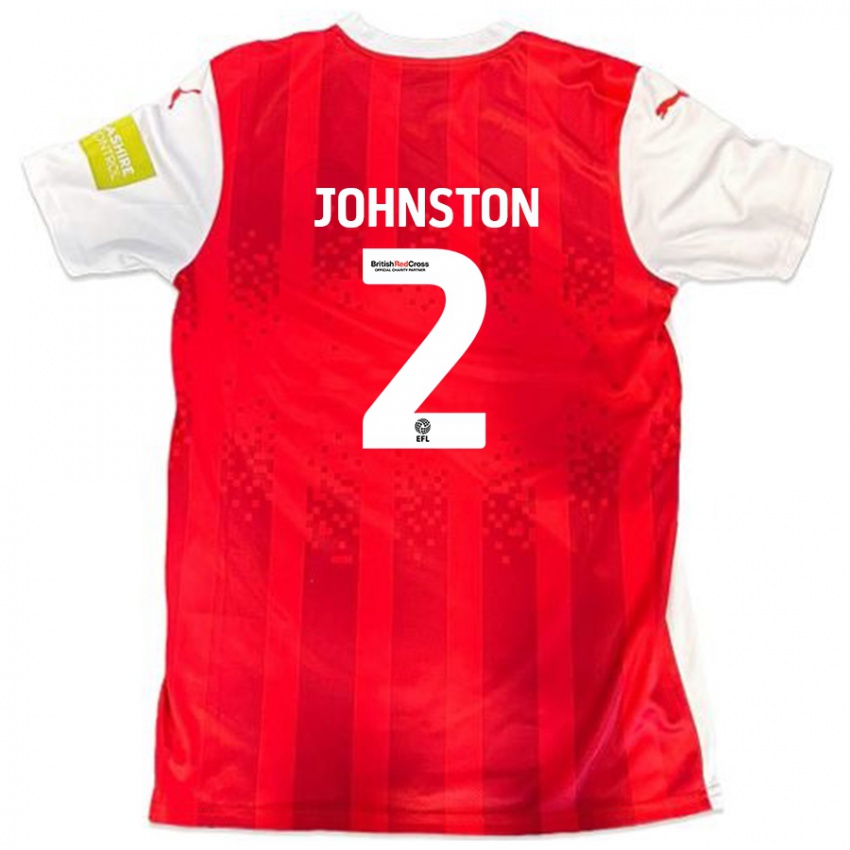 Niño Camiseta Carl Johnston #2 Rojo Blanco 1ª Equipación 2024/25 La Camisa Chile