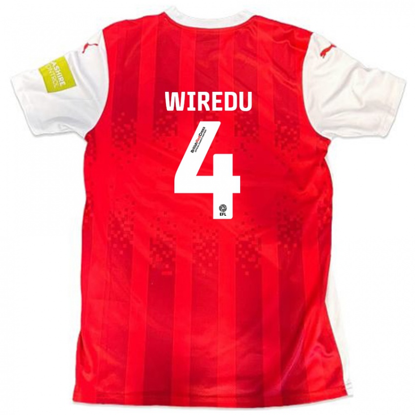 Niño Camiseta Brendan Wiredu #4 Rojo Blanco 1ª Equipación 2024/25 La Camisa Chile