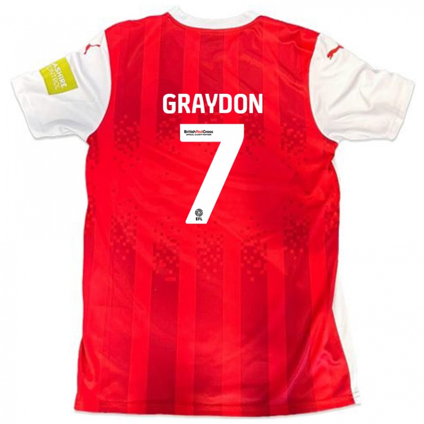 Niño Camiseta Ryan Graydon #7 Rojo Blanco 1ª Equipación 2024/25 La Camisa Chile