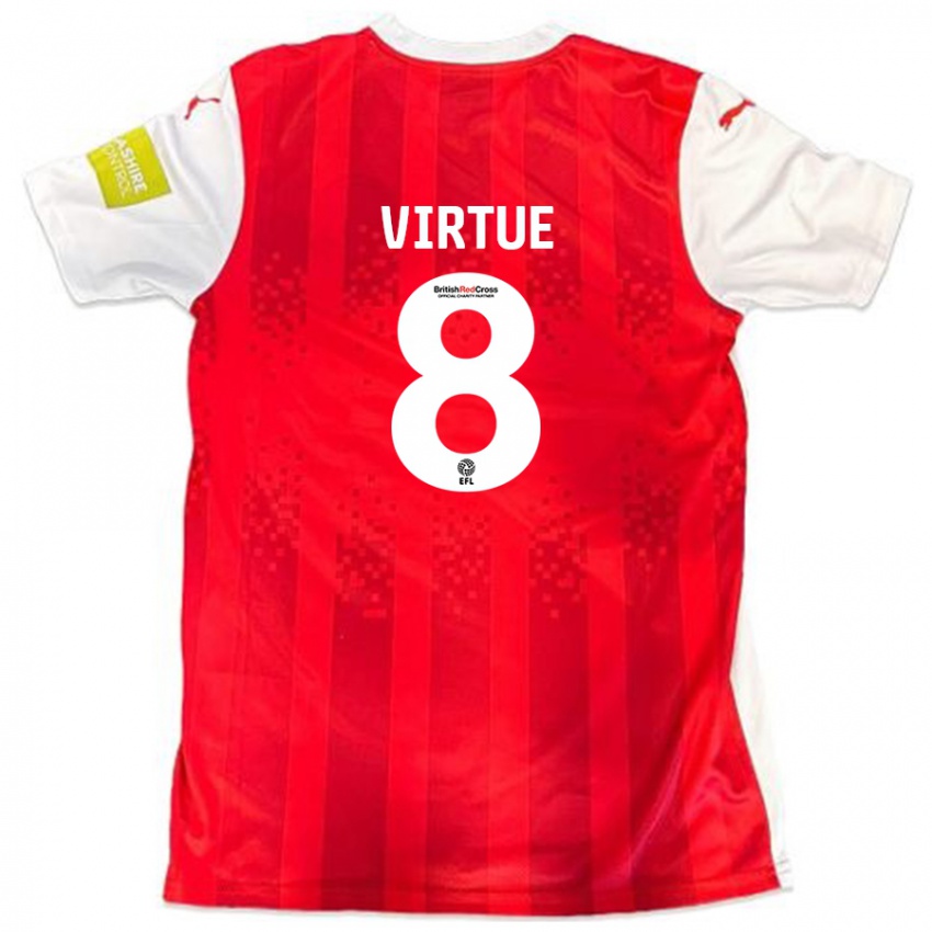 Niño Camiseta Matty Virtue #8 Rojo Blanco 1ª Equipación 2024/25 La Camisa Chile