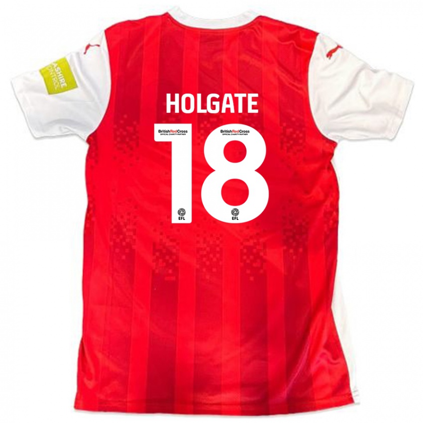 Niño Camiseta Harrison Holgate #18 Rojo Blanco 1ª Equipación 2024/25 La Camisa Chile