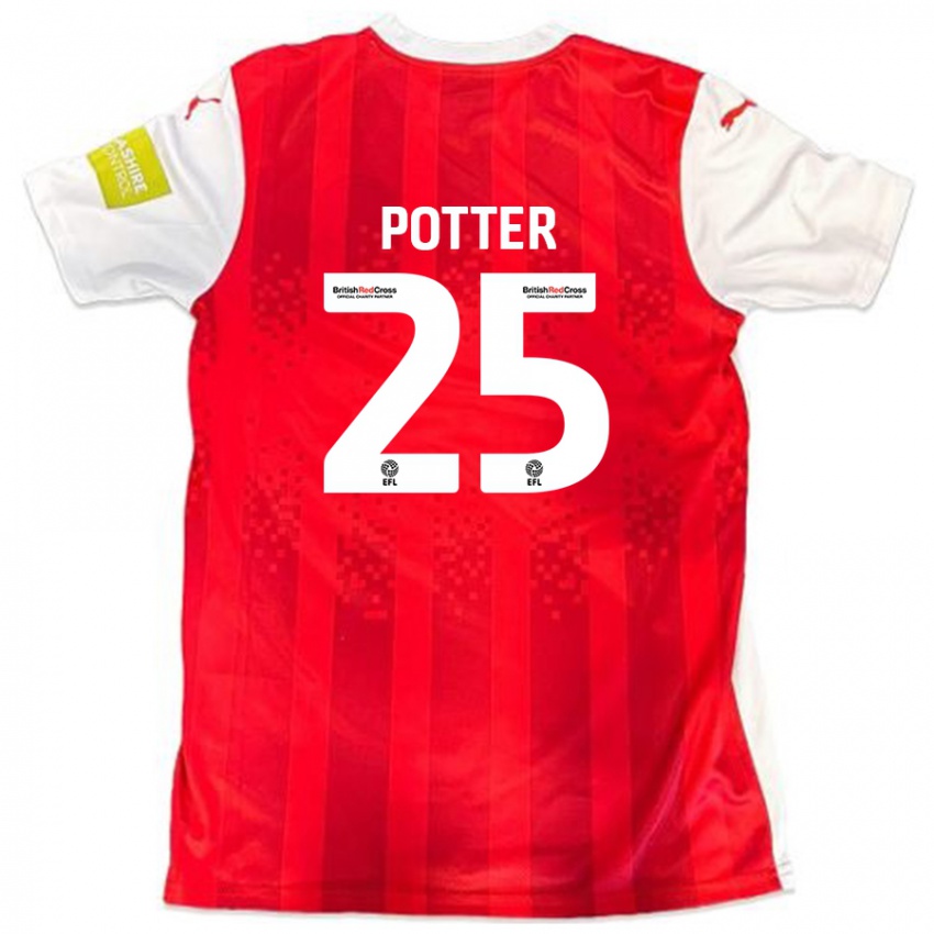 Niño Camiseta Finley Potter #25 Rojo Blanco 1ª Equipación 2024/25 La Camisa Chile