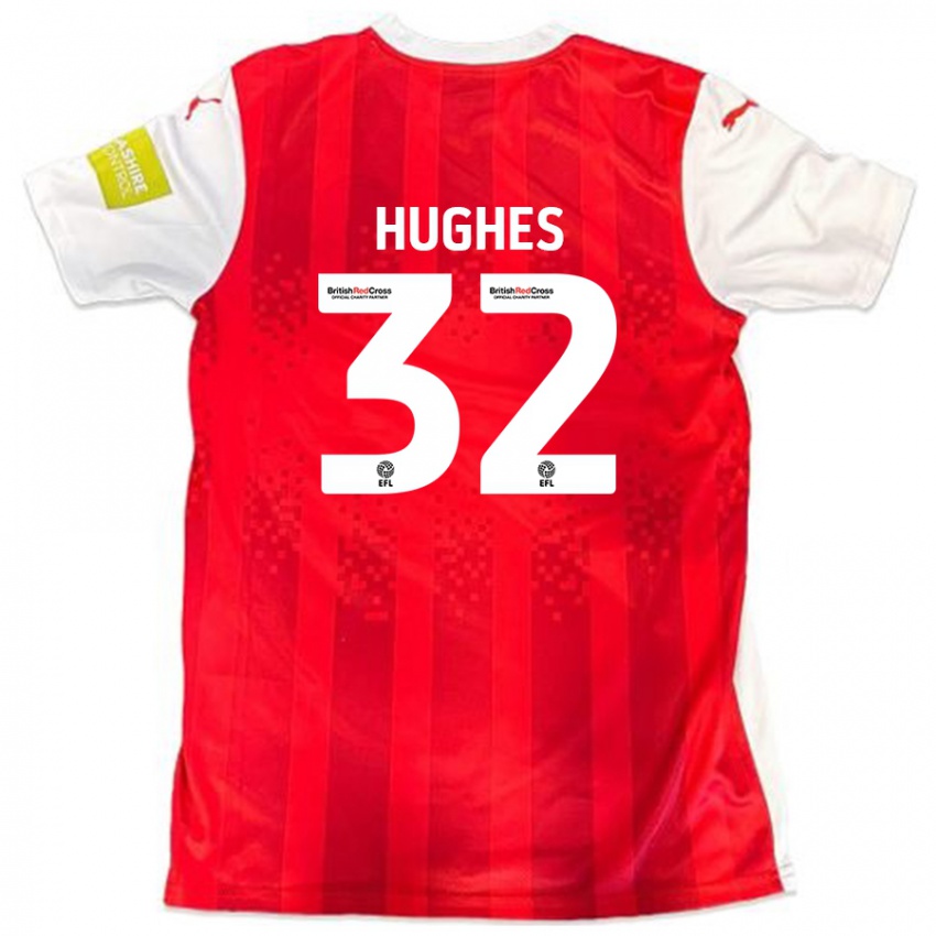 Niño Camiseta Kayden Hughes #32 Rojo Blanco 1ª Equipación 2024/25 La Camisa Chile