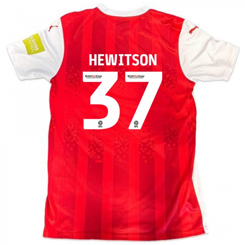 Niño Camiseta Luke Hewitson #37 Rojo Blanco 1ª Equipación 2024/25 La Camisa Chile