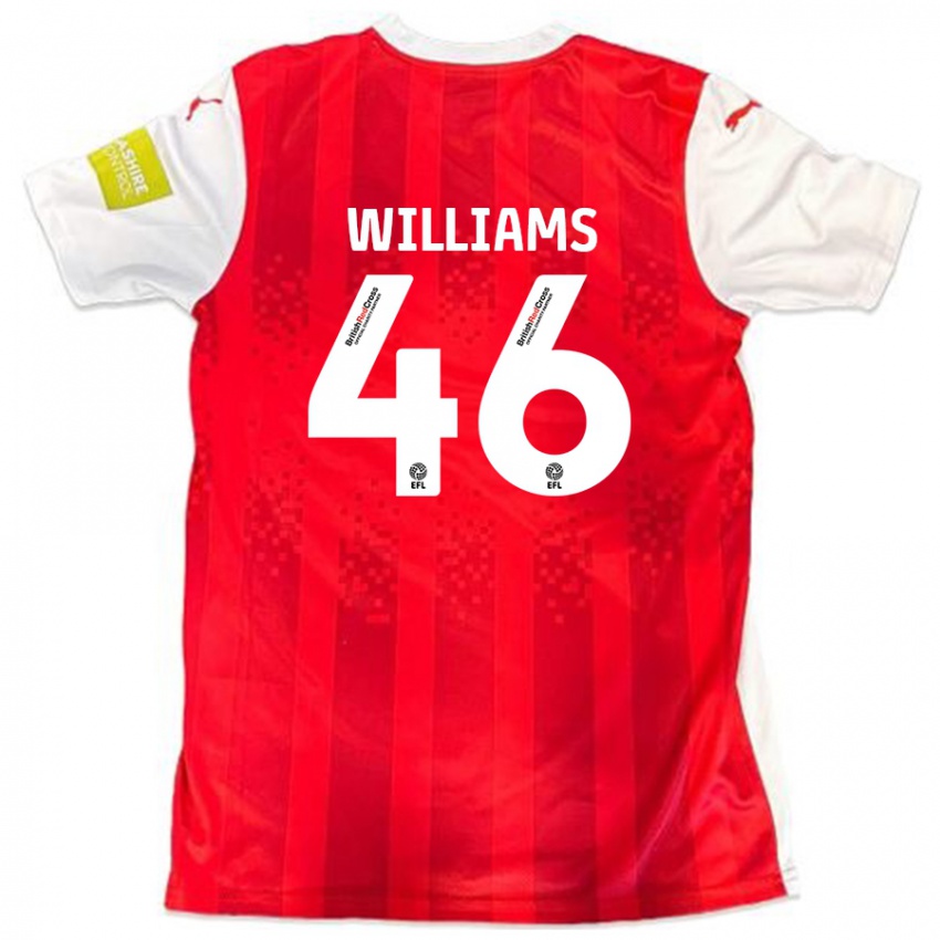 Niño Camiseta Theo Williams #46 Rojo Blanco 1ª Equipación 2024/25 La Camisa Chile