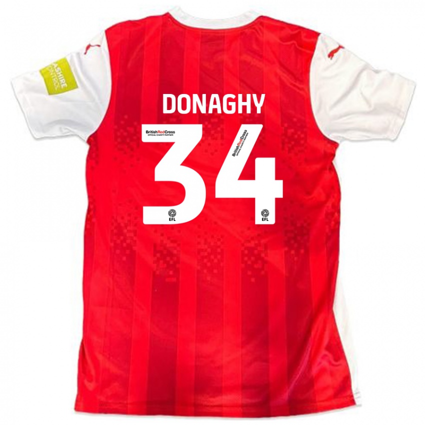 Niño Camiseta Tom Donaghy #34 Rojo Blanco 1ª Equipación 2024/25 La Camisa Chile