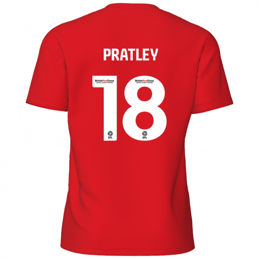 Niño Camiseta Darren Pratley #18 Rojo 1ª Equipación 2024/25 La Camisa Chile