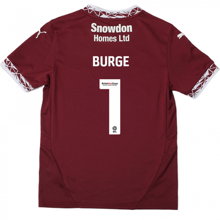 Niño Camiseta Lee Burge #1 Borgoña 1ª Equipación 2024/25 La Camisa Chile