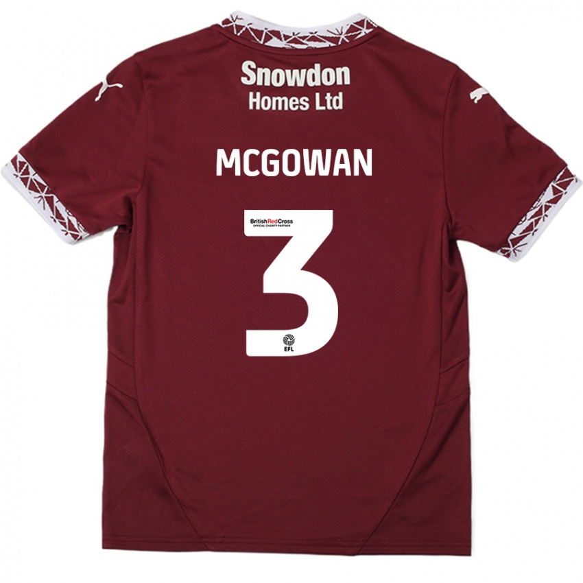 Niño Camiseta Aaron Mcgowan #3 Borgoña 1ª Equipación 2024/25 La Camisa Chile