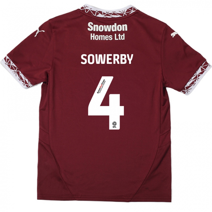 Niño Camiseta Jack Sowerby #4 Borgoña 1ª Equipación 2024/25 La Camisa Chile