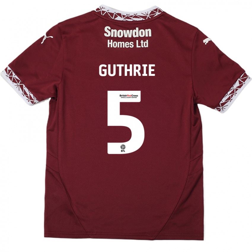 Niño Camiseta Jon Guthrie #5 Borgoña 1ª Equipación 2024/25 La Camisa Chile