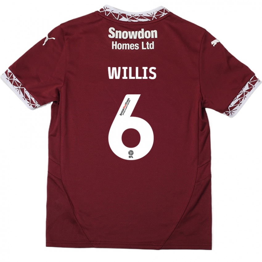 Niño Camiseta Jordan Willis #6 Borgoña 1ª Equipación 2024/25 La Camisa Chile