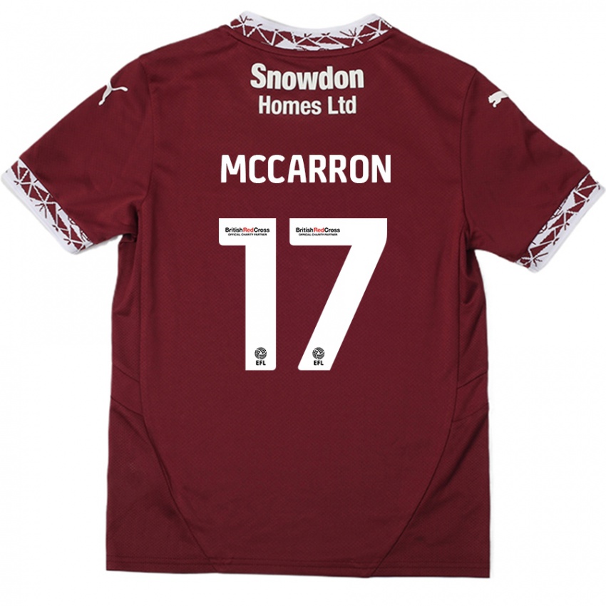 Niño Camiseta Liam Mccarron #17 Borgoña 1ª Equipación 2024/25 La Camisa Chile