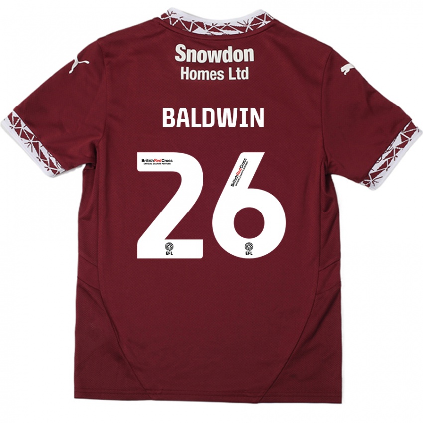 Niño Camiseta Jack Baldwin #26 Borgoña 1ª Equipación 2024/25 La Camisa Chile