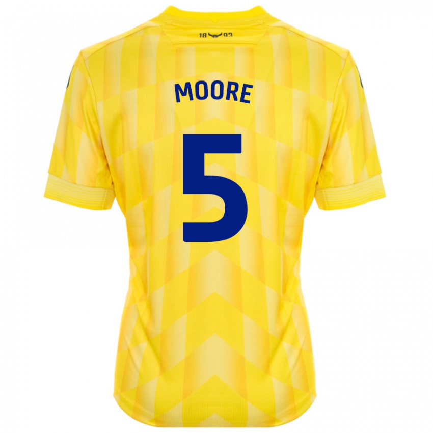 Niño Camiseta Elliott Moore #5 Amarillo 1ª Equipación 2024/25 La Camisa Chile