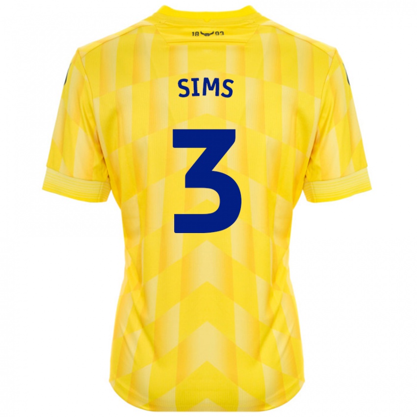 Niño Camiseta Gemma Sims #3 Amarillo 1ª Equipación 2024/25 La Camisa Chile