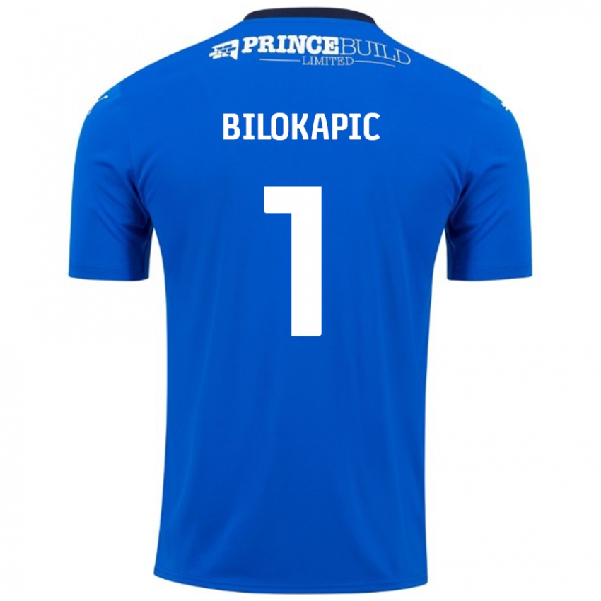 Niño Camiseta Nicholas Bilokapic #1 Azul Blanco 1ª Equipación 2024/25 La Camisa Chile