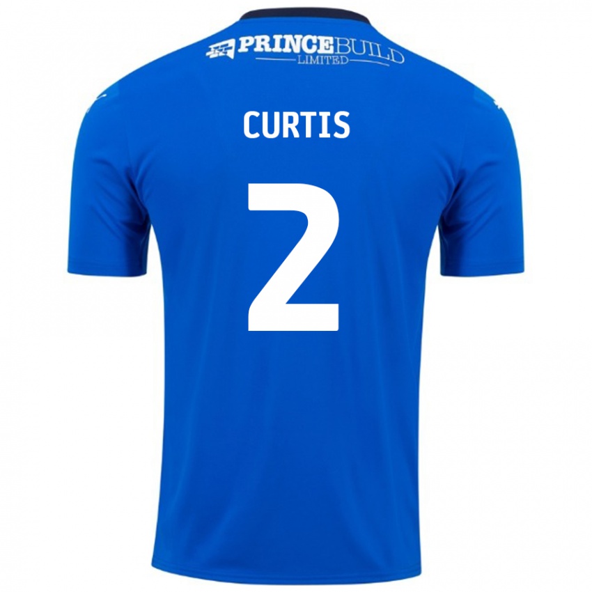 Niño Camiseta Sam Curtis #2 Azul Blanco 1ª Equipación 2024/25 La Camisa Chile