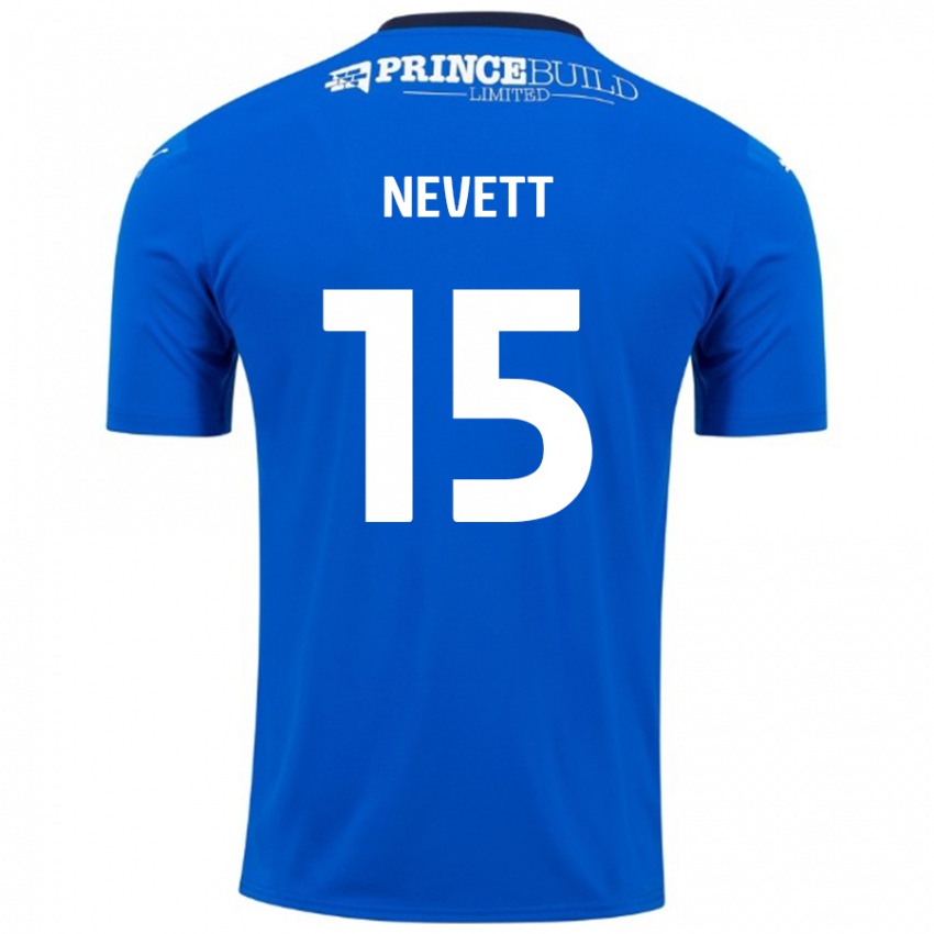 Niño Camiseta George Nevett #15 Azul Blanco 1ª Equipación 2024/25 La Camisa Chile