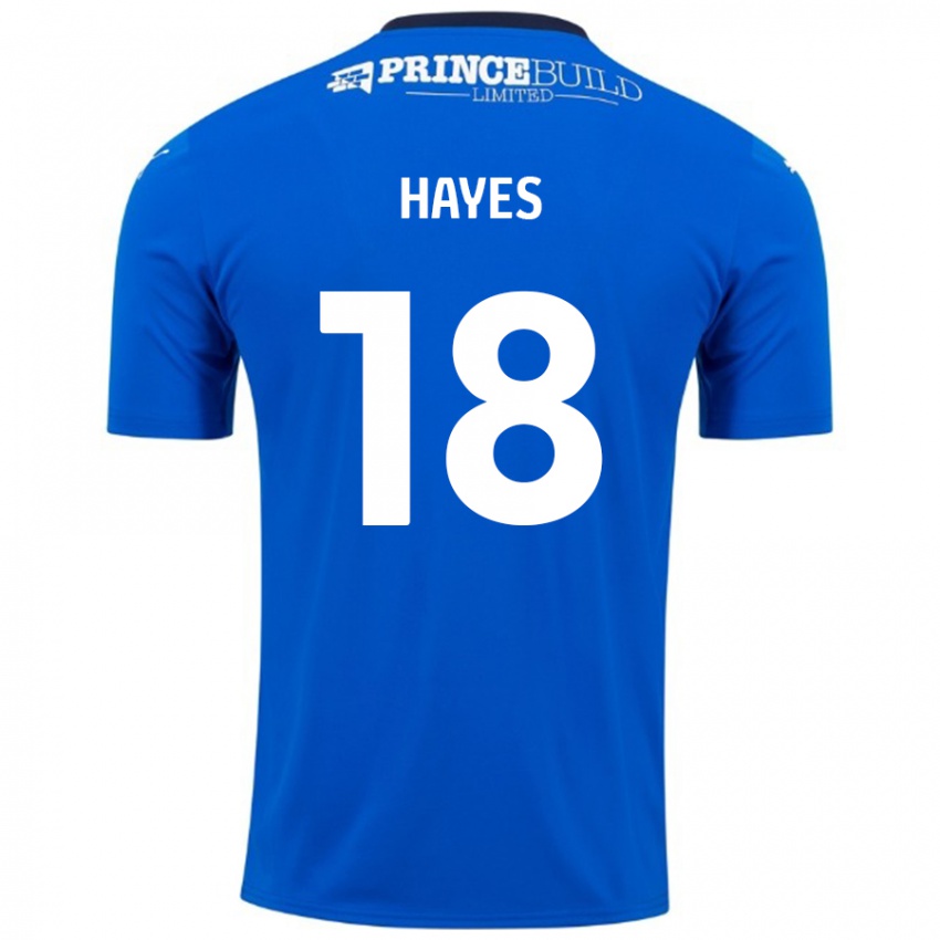 Niño Camiseta Cian Hayes #18 Azul Blanco 1ª Equipación 2024/25 La Camisa Chile