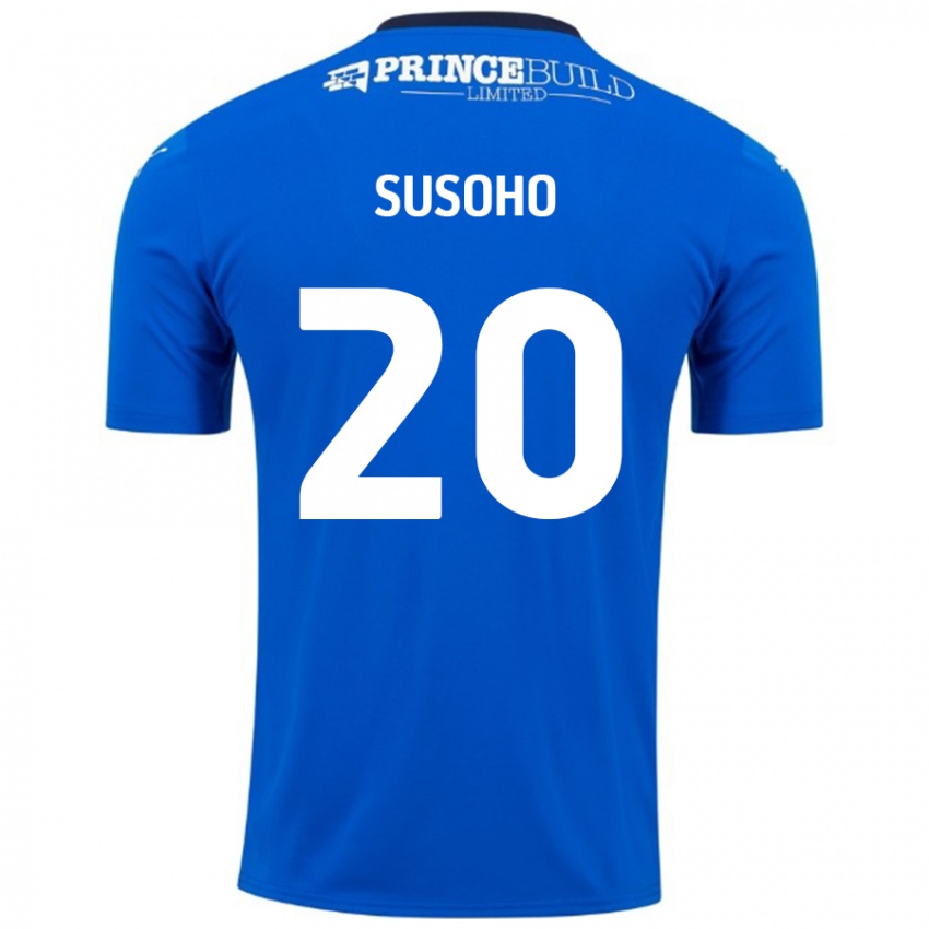 Niño Camiseta Mahamadou Susoho #20 Azul Blanco 1ª Equipación 2024/25 La Camisa Chile