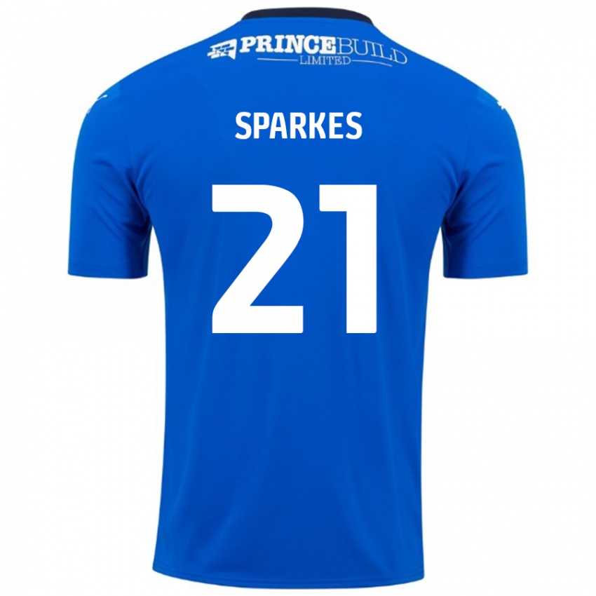 Niño Camiseta Jack Sparkes #21 Azul Blanco 1ª Equipación 2024/25 La Camisa Chile