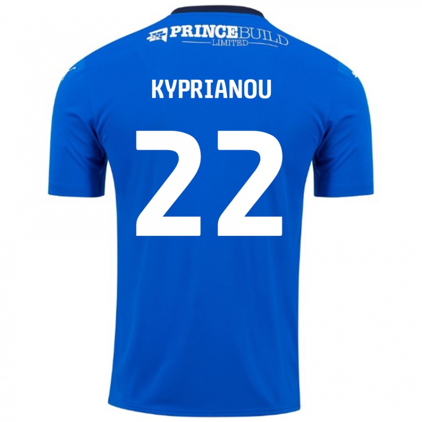 Niño Camiseta Hector Kyprianou #22 Azul Blanco 1ª Equipación 2024/25 La Camisa Chile