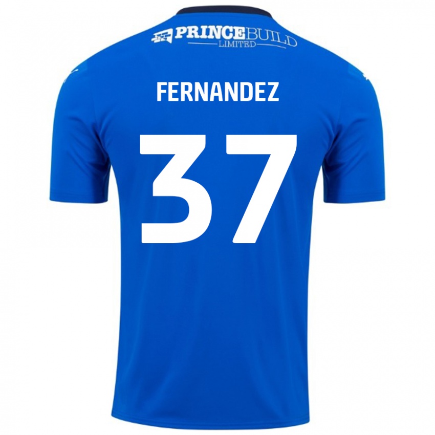 Niño Camiseta Emmanuel Fernandez #37 Azul Blanco 1ª Equipación 2024/25 La Camisa Chile