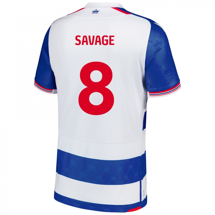 Niño Camiseta Charlie Savage #8 Azul Blanco 1ª Equipación 2024/25 La Camisa Chile