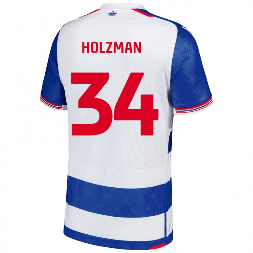 Niño Camiseta Louie Holzman #34 Azul Blanco 1ª Equipación 2024/25 La Camisa Chile