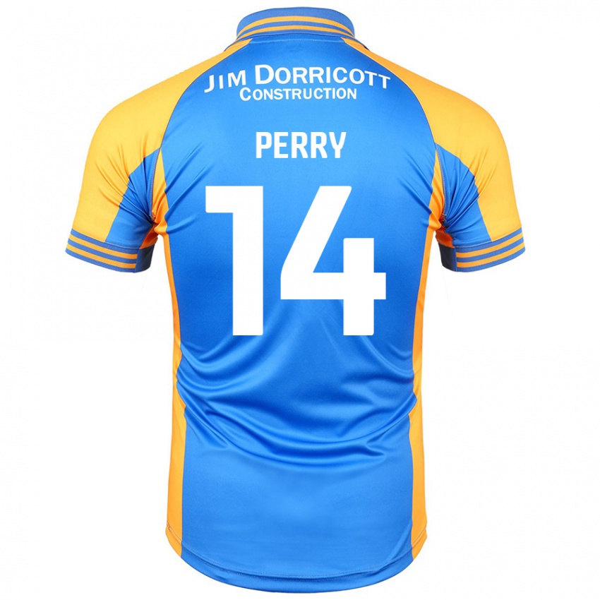 Niño Camiseta Taylor Perry #14 Azul Ámbar 1ª Equipación 2024/25 La Camisa Chile