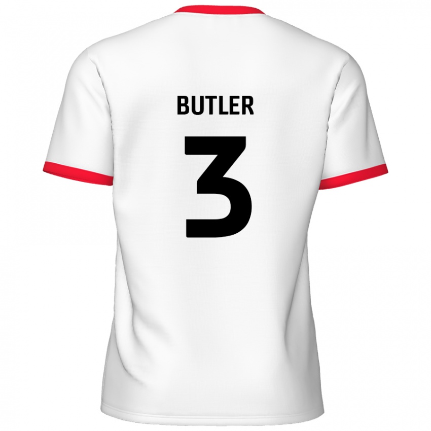 Niño Camiseta Dan Butler #3 Blanco Rojo 1ª Equipación 2024/25 La Camisa Chile