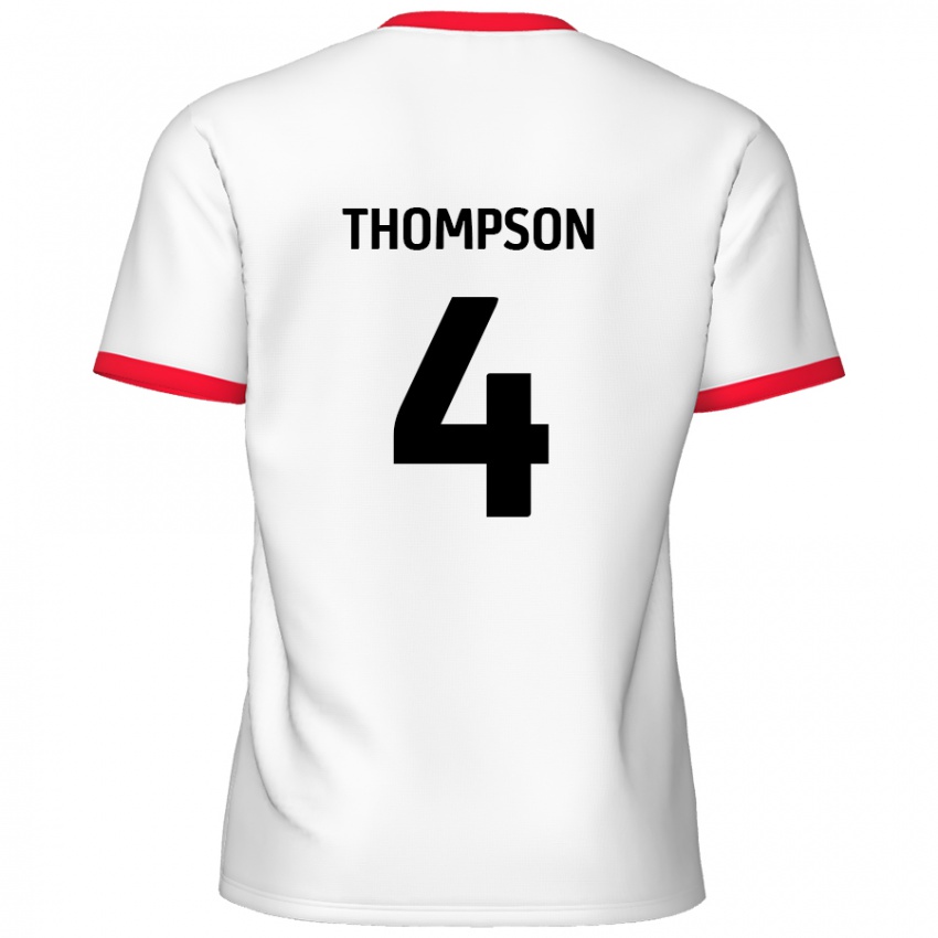 Niño Camiseta Nathan Thompson #4 Blanco Rojo 1ª Equipación 2024/25 La Camisa Chile