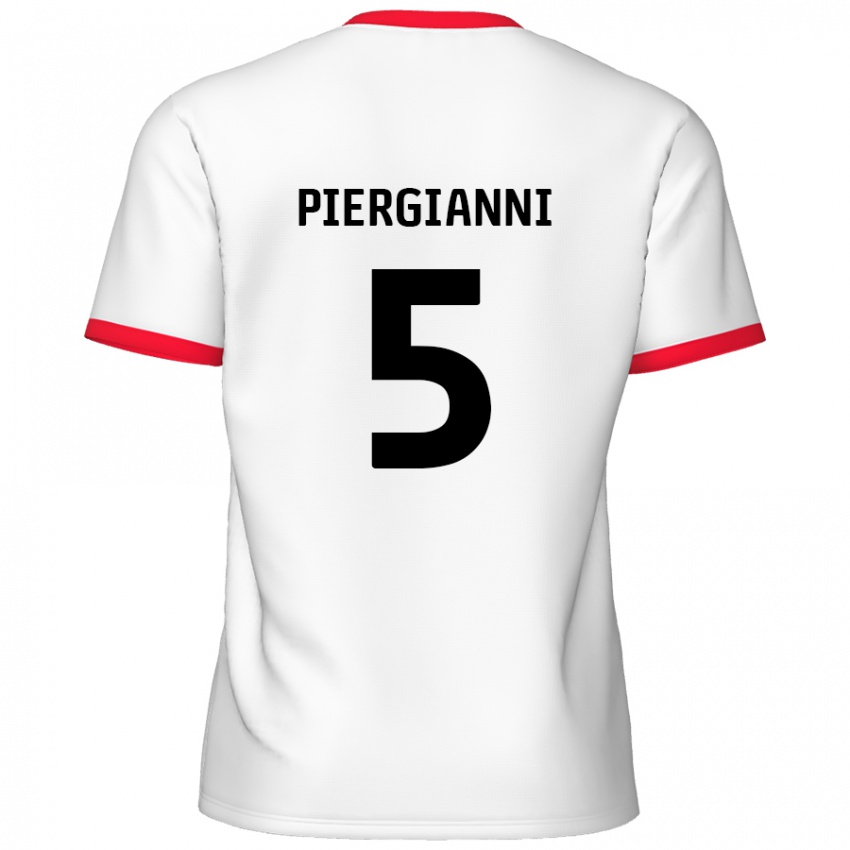 Niño Camiseta Carl Piergianni #5 Blanco Rojo 1ª Equipación 2024/25 La Camisa Chile