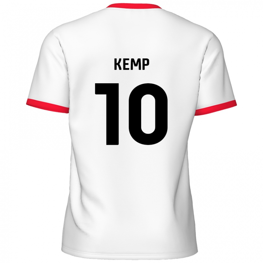 Niño Camiseta Dan Kemp #10 Blanco Rojo 1ª Equipación 2024/25 La Camisa Chile