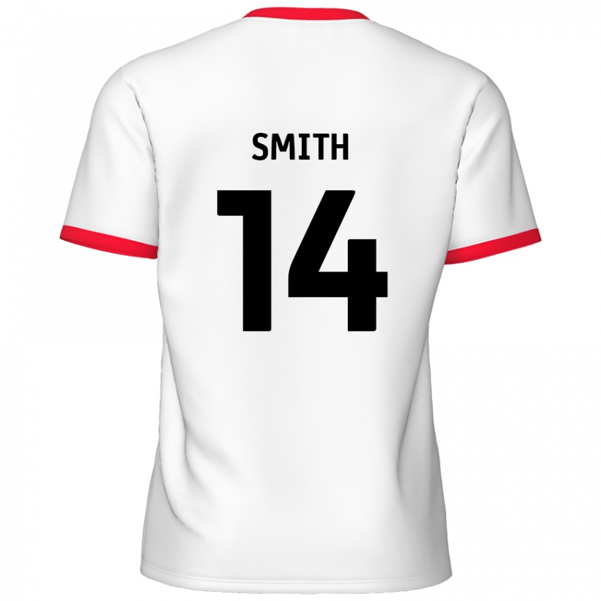 Niño Camiseta Kane Smith #14 Blanco Rojo 1ª Equipación 2024/25 La Camisa Chile